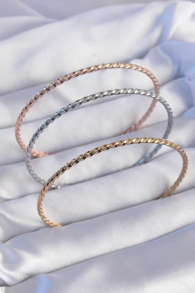 316L Çelik Renkli İnce Burgu Model Ajda Bilezik Seti - TJ-BB6193 ürün görseli 1