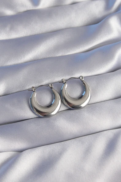 316L Çelik Gümüş Renk Oval Ayna Model Küpe - TJ-BKP9039 ürün görseli