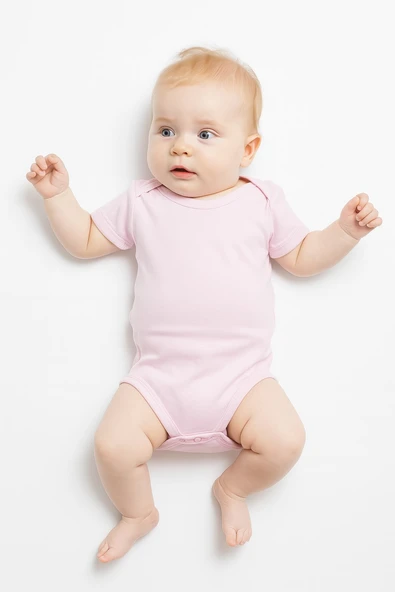 Yarım Kollu Kız Bebek Çıtçıtlı Body ürün görseli