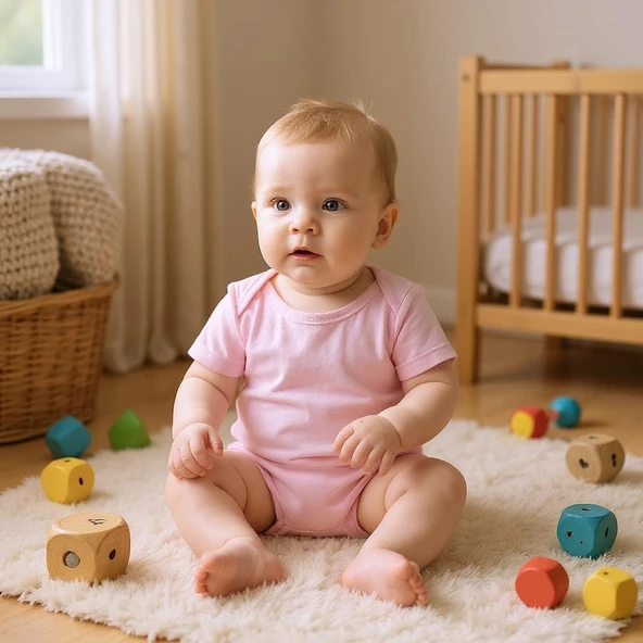 Yarım Kollu Kız Bebek Çıtçıtlı Body - Resim 2