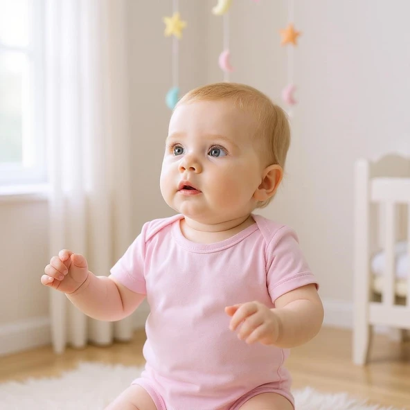 Yarım Kollu Kız Bebek Çıtçıtlı Body - Resim 3