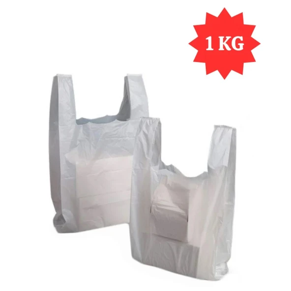 Doku Abalaj Atlet Poşet T-Shirt Bağ Orjinal 1kg Taşıma Torbası Alişveriş Büyük Boy 31x58cm - 10