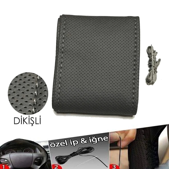 Deri Direksiyon Kılıfı - Dikmeli Delikli Model / A Kalite Kopmayan İp / Kokusuz Ürün - 8