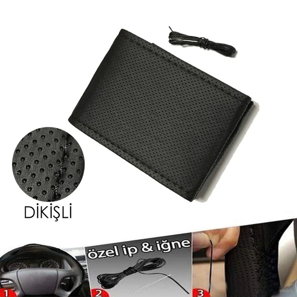 Deri Direksiyon Kılıfı - Dikmeli Delikli Model / A Kalite Kopmayan İp / Kokusuz Ürün - 4