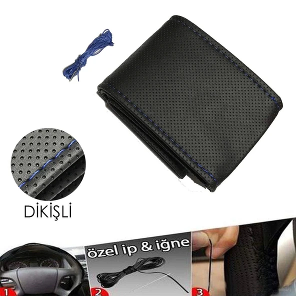 Deri Direksiyon Kılıfı - Dikmeli Delikli Model / A Kalite Kopmayan İp / Kokusuz Ürün - 5