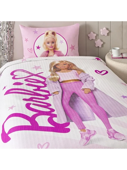 TAÇ BARBİE LİGHT TEK KİŞİLİK PİKE TAKIMI LİSANSLI - 3