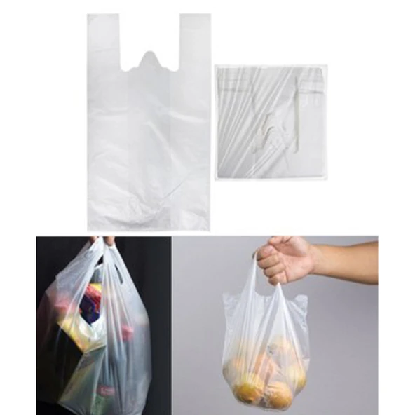 Doku Ambalaj Atlet Poşet T-Shirt Bag Orjinal 1kg Taşıma Torbası Alişveriş Küçük Boy 24x45 - 7