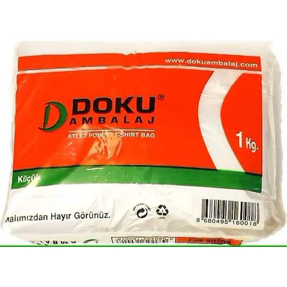 Doku Ambalaj Atlet Poşet T-Shirt Bag Orjinal 1kg Taşıma Torbası Alişveriş Küçük Boy 24x45