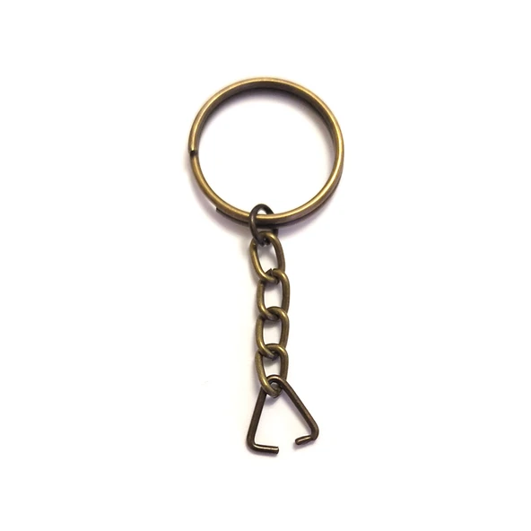Anahtarlık Halkası, Halka + Zincir + Üçgen, 24mm, Antik, 1000 Adet ürün görseli 1