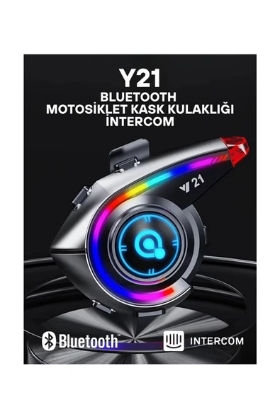 Y21 Rgb Işık Efektli Intercom Bluetooth Motosiklet Kask Kulaklığı Intercom Kulaklık - 2