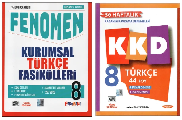 FENOMEN 8.SINIF TÜRKÇE KURUMSAL FASİKÜLLERİ+KURMAY TÜRKÇE KONU KAVRAMA DENEMESİ KKD  (2 KİTAP) ürün görseli 1