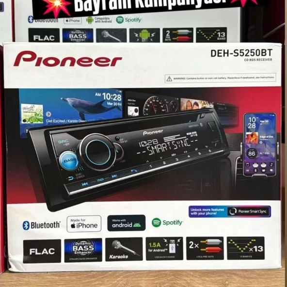 Pioneer DEH-S5250BT Teyp Bluetooth/CD/USB/AUX/2 RCA/Spotify - 3