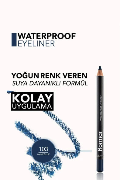 FLORMAR SUYA DAYANIKLI GÖZ KALEMİ - MAVİ WATERPROOF - 5