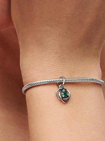 Pandora Yeşil Sonsuz Halka Sallantılı Charm 925 ayar gümüş" - Resim 4