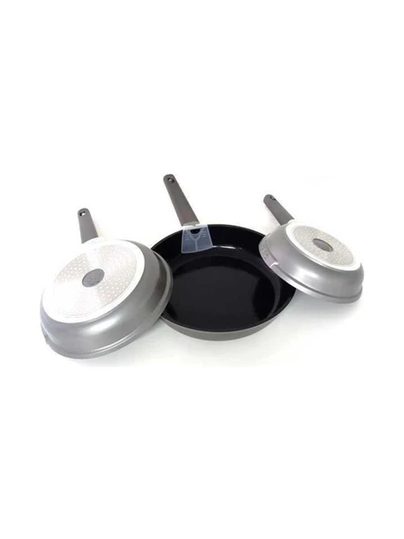 OMS 15016 Döküm Seramik 3 Parça Tava Seti Siyah (20-24-28 cm) - 2