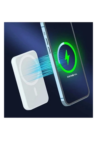 Iphone Uyumlu 5000 Mah Wireless Magsafe Batarya-Kablosuz Şarj Powerbank - 2