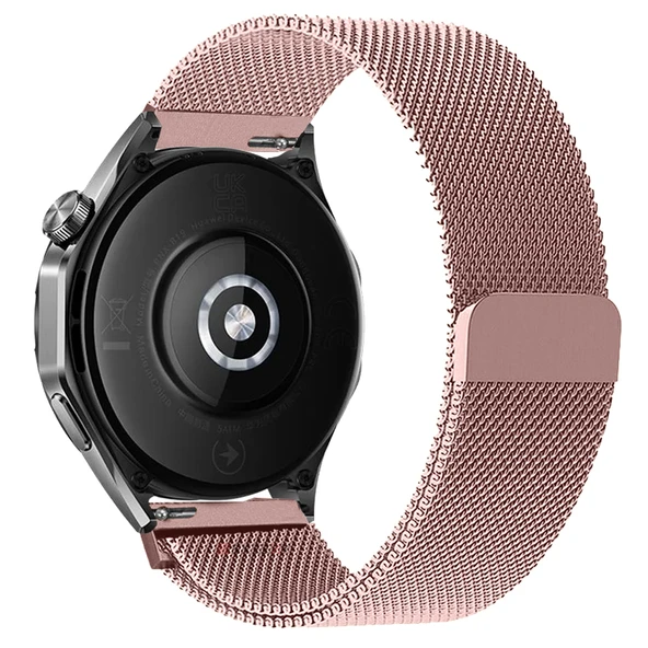 Huawei Watch GT5 Pro 46mm Uyumlu Manyetik Milanese Loop Metal Kordon   Pembe - Resim 2