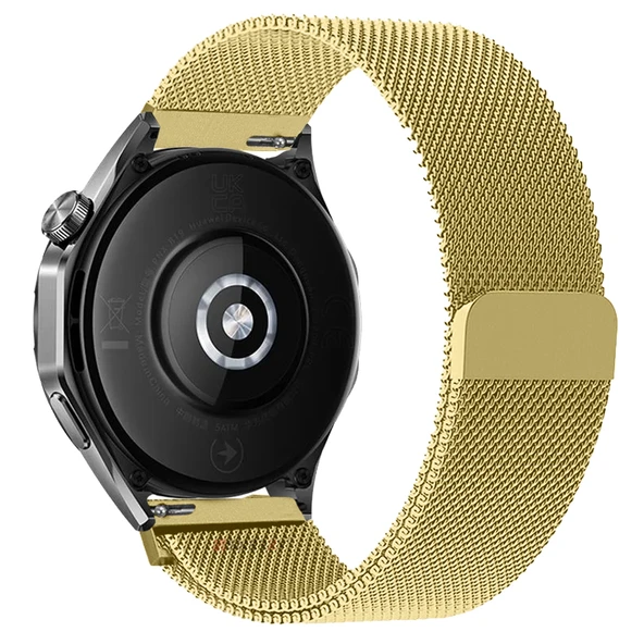 Huawei Watch GT5 Pro 46mm Uyumlu Manyetik Milanese Loop Metal Kordon   Gold - Resim 2