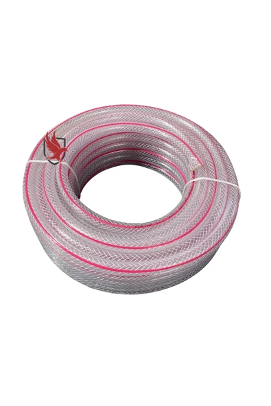 Boryap 1/2 Örgülü Şeffaf Silikon Bahçe Sulama Hortum 100 Mt