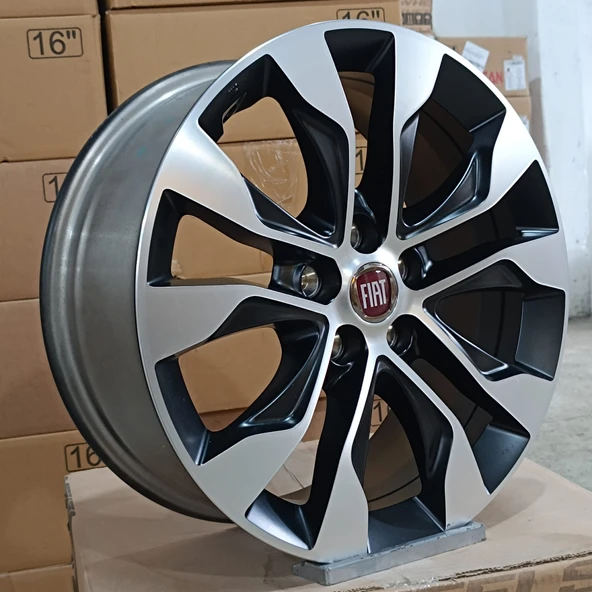 Sıfır OPAR 16 inç Egea, Doblo, Fiorino Black Diamond Jant Takımı - 5X98 6.0X16 ET36 58.1 - OEM: 55177557 - 2