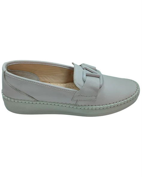 Frida 2044 Kadın Bej (37-41) Deri Tokalı Comfort Ayakkabı