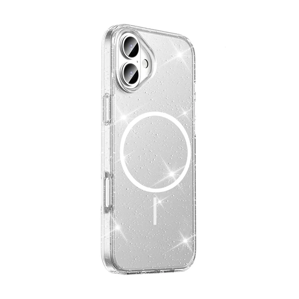 ​Apple iPhone 16 Plus Kılıf M-safe Şarj Özellikli Parlayan Simli Saydam Renkli Zore Maris Kapak - 2