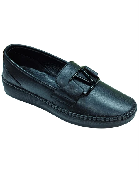 Frida 2044 Kadın Siyah (37-41) Deri Tokalı Comfort Ayakkabı - 2