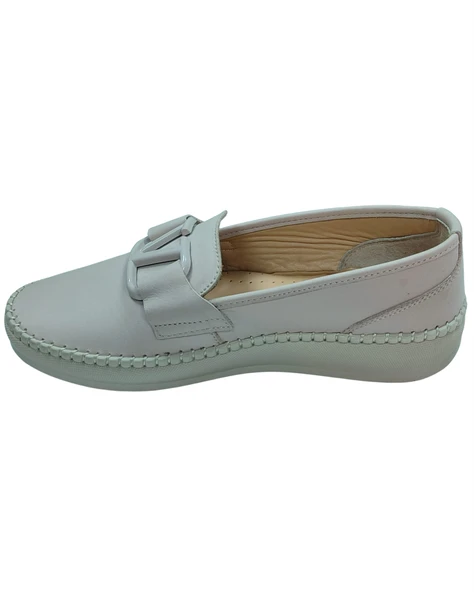 Frida 2044 Kadın Bej (37-41) Deri Tokalı Comfort Ayakkabı - 3