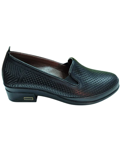 Malawi 81K. Kadın Siyah (36-41) Deri Topuklu Comfort Ayakkabı