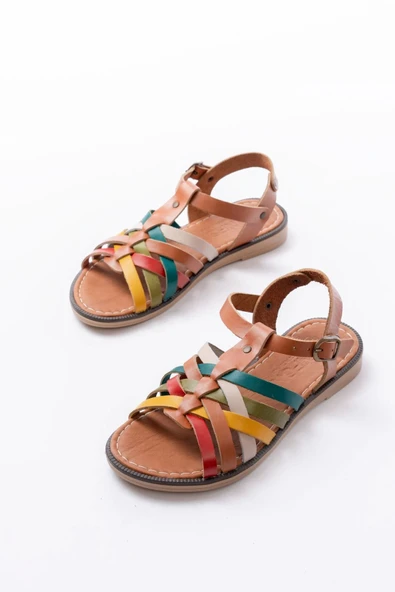 205-208 Multi Hakiki Deri Ortopedik Taban Kadın Sandalet - 5