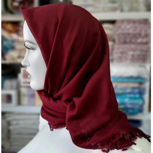 ERİPEK HAYAL OYALI DÜZ RENK YAZMA & TÜLBENT - EBADI: 95 X 95 cm - RENK: BORDO - 12
