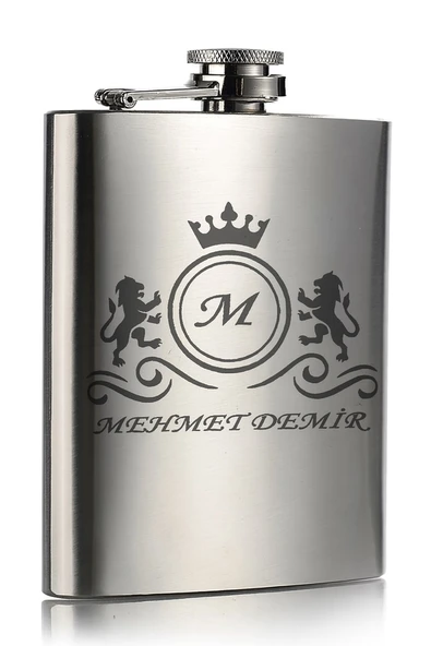 Kişiye İsme Özel Aslanlar Motifli 9 Oz Paslanmaz Çelik Cep Matarası 266 Ml İçecek Cep Matarası - 2