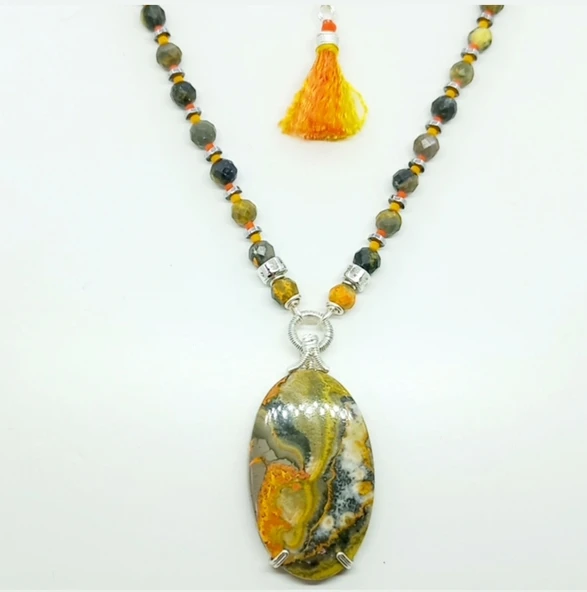 2183 Bal arısı Cespır el yapımı kolye - 3