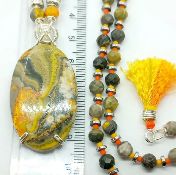 2183 Bal arısı Cespır el yapımı kolye - 2