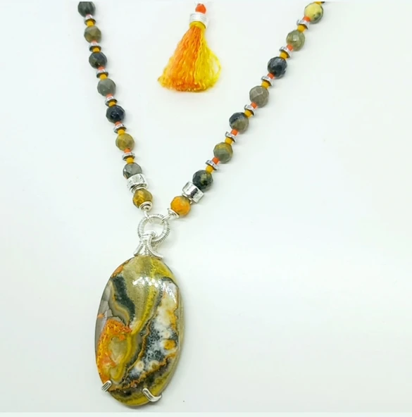 2183 Bal arısı Cespır el yapımı kolye - 8