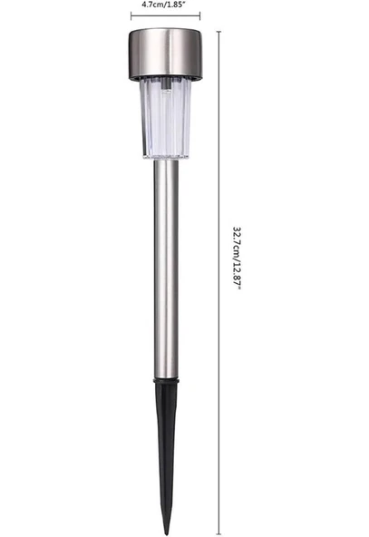 6 Adet Metal Gövdeli Beyaz Ledli Solar Güneş Enerjili Bahçe Lambası 30 cm Saplama - 6