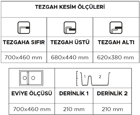 Tetragon 2B 65 Granit Eviye (Metallic Black) - Resim 3