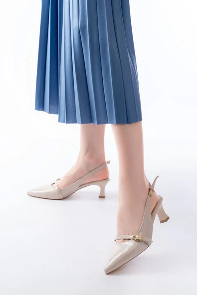 H-470 Bej Rugan Baret Tokalı Arkası Açık Günlük Kadın Sandalet ürün görseli 1