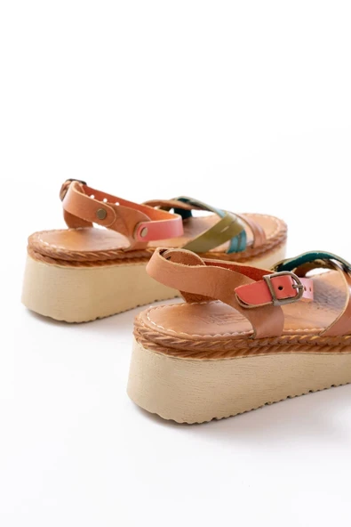 730-037 Multi Hakiki Deri Ortopedik Taban Kadın Sandalet - Resim 5