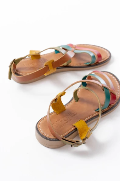 205-05 Multi Ortopedik Hakiki Deri Kadın Sandalet - Resim 4