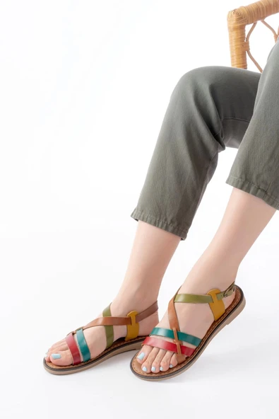 205-05 Multi Ortopedik Hakiki Deri Kadın Sandalet ürün görseli 1