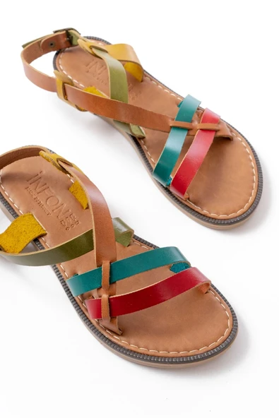 205-05 Multi Ortopedik Hakiki Deri Kadın Sandalet - Resim 3