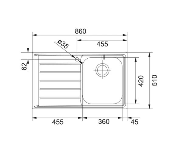 101.0656.165-Franke Neptun Nex 611 Sağ Çelik Eviye - Resim 2