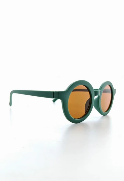 Kids Güneş Gözlüğü Koyu Yeşil Yuvarlak Çerçeve UV 400 Korumalı CE Belgeli Çocuk Güneş Gözlüğü - 2