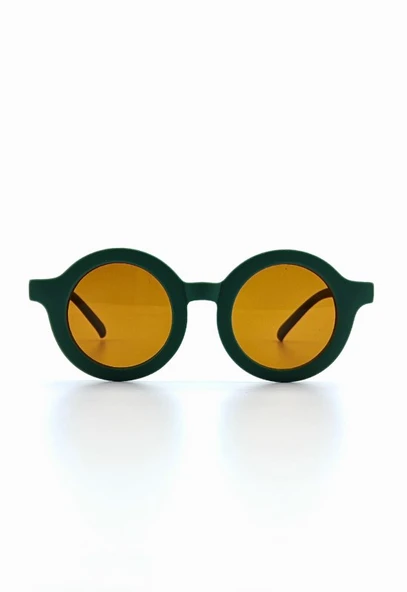 Kids Güneş Gözlüğü Koyu Yeşil Yuvarlak Çerçeve UV 400 Korumalı CE Belgeli Çocuk Güneş Gözlüğü - 4