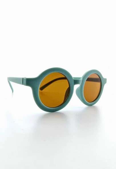 Kids Güneş Gözlüğü Yeşil Yuvarlak Çerçeve UV 400 Korumalı CE Belgeli Çocuk Güneş Gözlüğü - 4