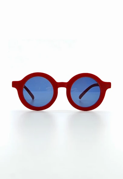 Kids Güneş Gözlüğü Kırmızı Yuvarlak Çerçeve UV 400 Korumalı CE Belgeli Çocuk Güneş Gözlüğü - 4