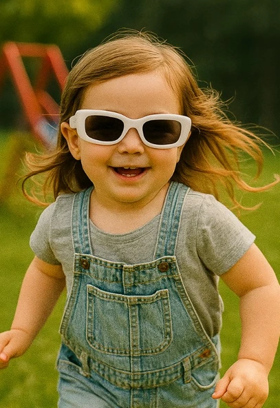 Kids Güneş Gözlüğü Beyaz Cool Çerçeve UV 400 Korumalı CE Belgeli Çocuk Güneş Gözlüğü - 1