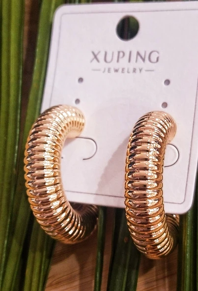 Monalisa Home Lüks Figürlü Bronz Renk Halka Küpe ürün görseli 1