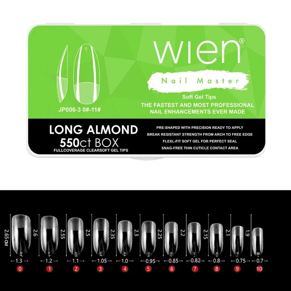 Yeni Nesil Protez Tırnak Jel Tips Soft Gel Tips Long Almond Uzun Badem 550 adet ürün görseli